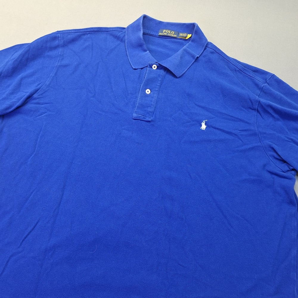 Polo Ralph Lauren Mens 2XB Blue Short Sleeve Pique Cotton Polo Shirt 1691